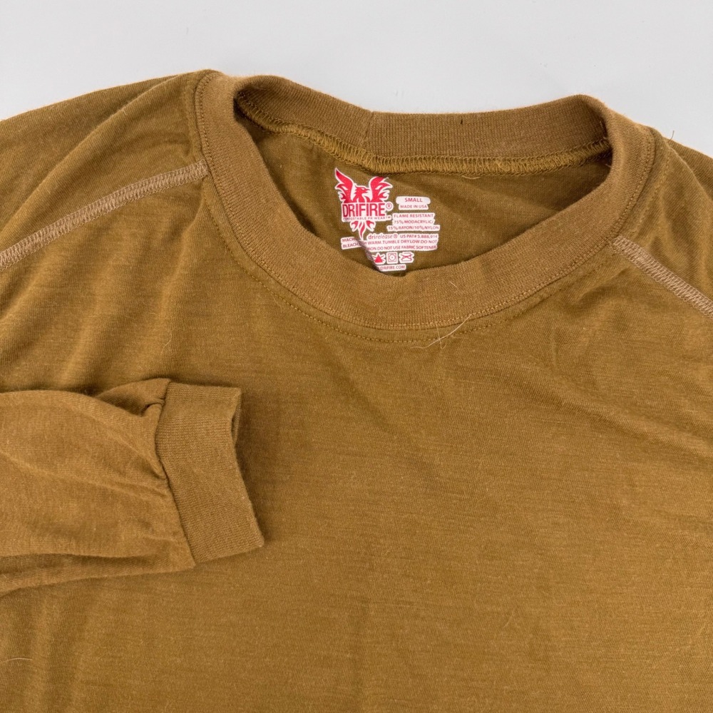 DRIFIRE Base Layer Shirt Men Small Coyote Brown Flame Resistant Long Sleeve USA